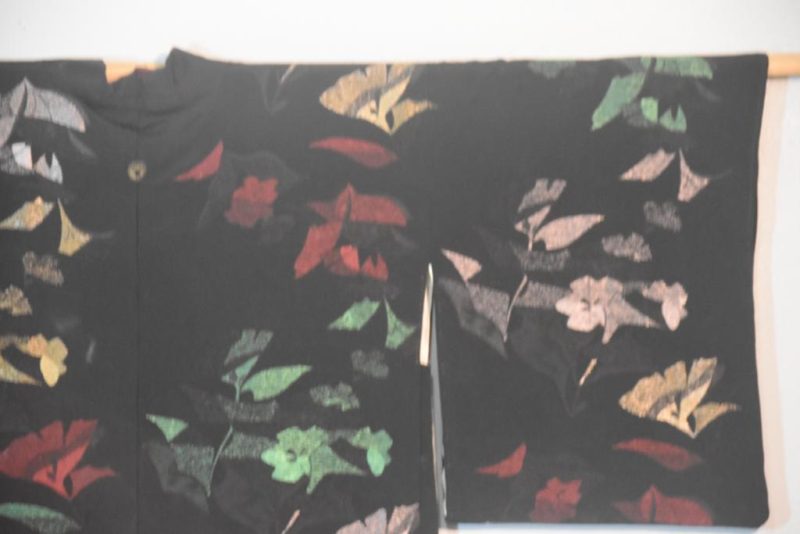 Black Silk with Metallic Thread Haori - Image 2