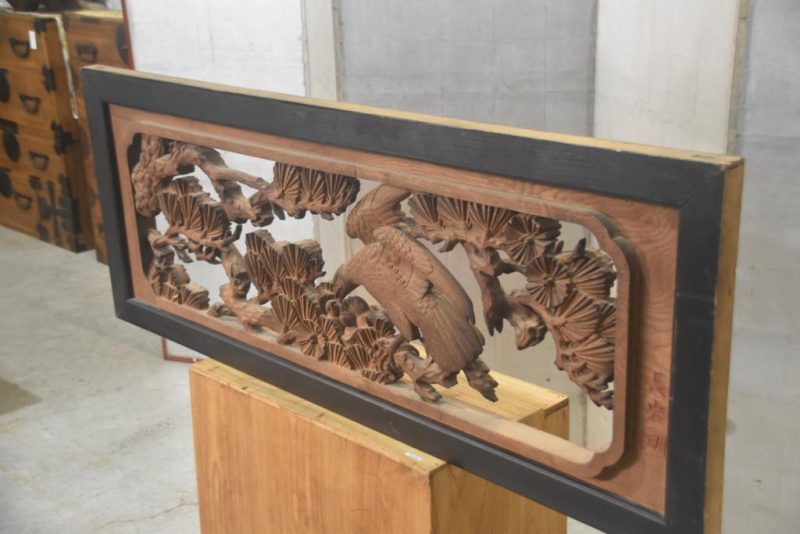 Japanese Carved Rama Transom with Hawks Width:1380mm - Image 5