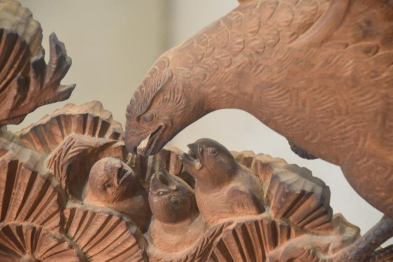Japanese Carved Rama Transom with Hawks Width:1380mm - Image 2