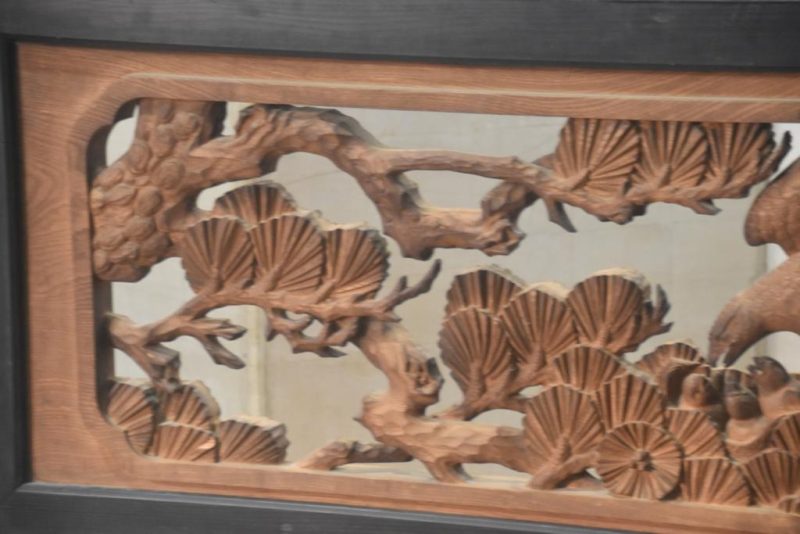 Japanese Carved Rama Transom with Hawks Width:1380mm - Image 3