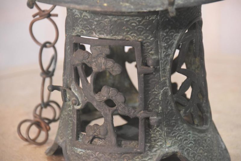 Japanese Bronze Hanging Lantern Width:200mm - Image 2