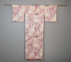 Periwinkle and Pink Floral Vintage Silk Kimono