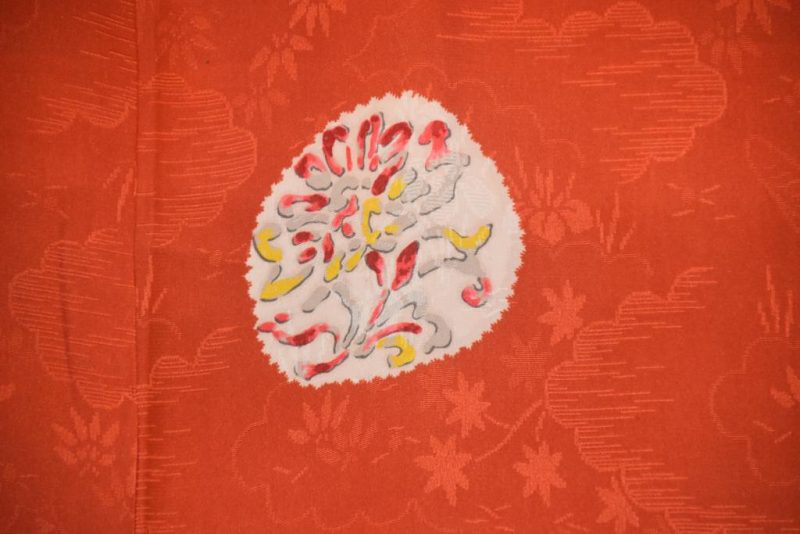 Burnt Red Jacquard Japanese Vintage Silk Haori - Image 7