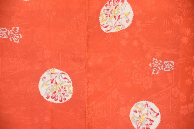 Burnt Red Jacquard Japanese Vintage Silk Haori - Image 6