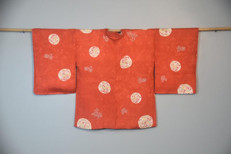 Burnt Red Jacquard Japanese Vintage Silk Haori - Image 5