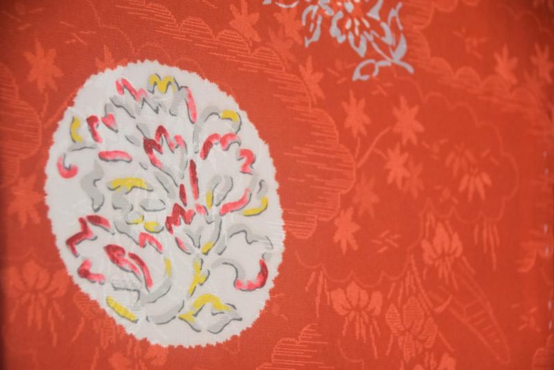 Burnt Red Jacquard Japanese Vintage Silk Haori - Image 2