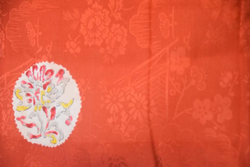 Burnt Red Jacquard Japanese Vintage Silk Haori - Image 3