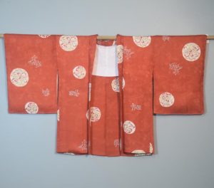 Burnt Red Jacquard Japanese Vintage Silk Haori