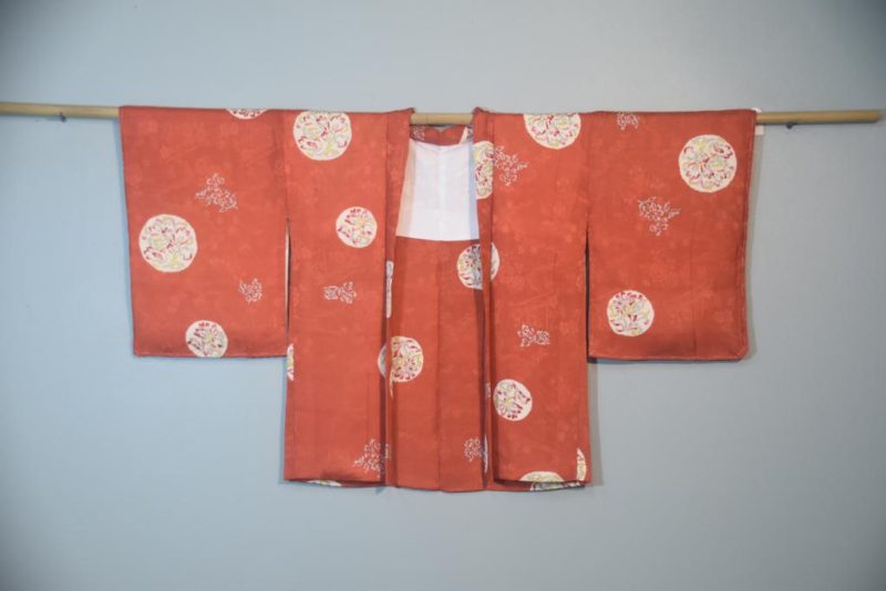 Burnt Red Jacquard Japanese Vintage Silk Haori