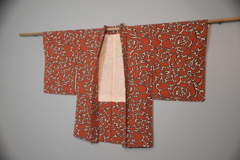 Jazzy Red Japanese Vintage Silk Haori - Image 3