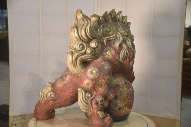 Large Kutani Pottery Shishi Buddhist Lion Dog Height:540mm - Image 7