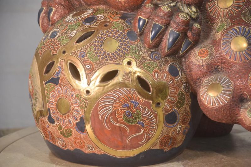 Large Kutani Pottery Shishi Buddhist Lion Dog Height:540mm - Image 8