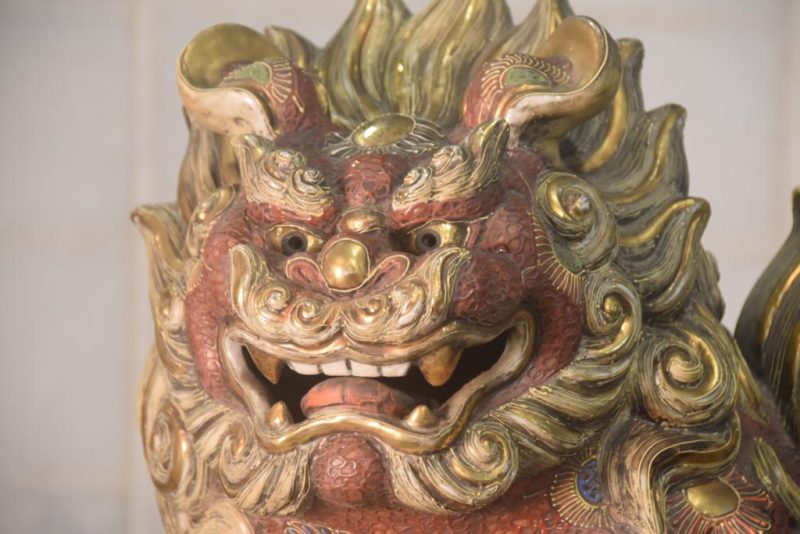 Large Kutani Pottery Shishi Buddhist Lion Dog Height:540mm - Image 2