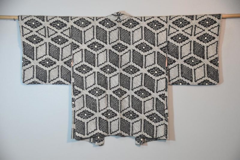 Vintage Black Shibori Silk Haori Jacket - Image 5