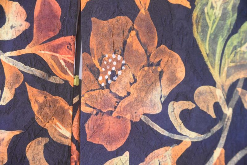 Vintage Burnt Orange Floral Silk Haori Jacket - Image 4