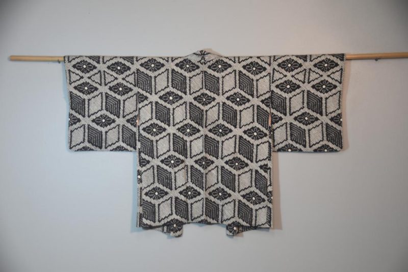 Vintage Black Shibori Silk Haori Jacket