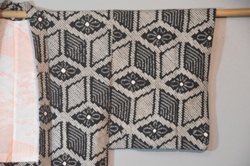 Vintage Black Shibori Silk Haori Jacket - Image 3