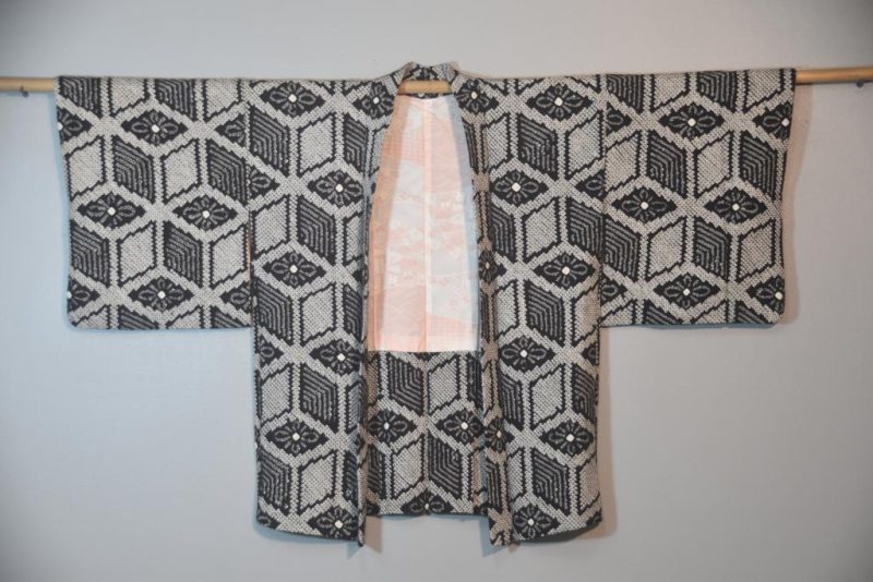 Vintage Black Shibori Silk Haori Jacket - Image 6