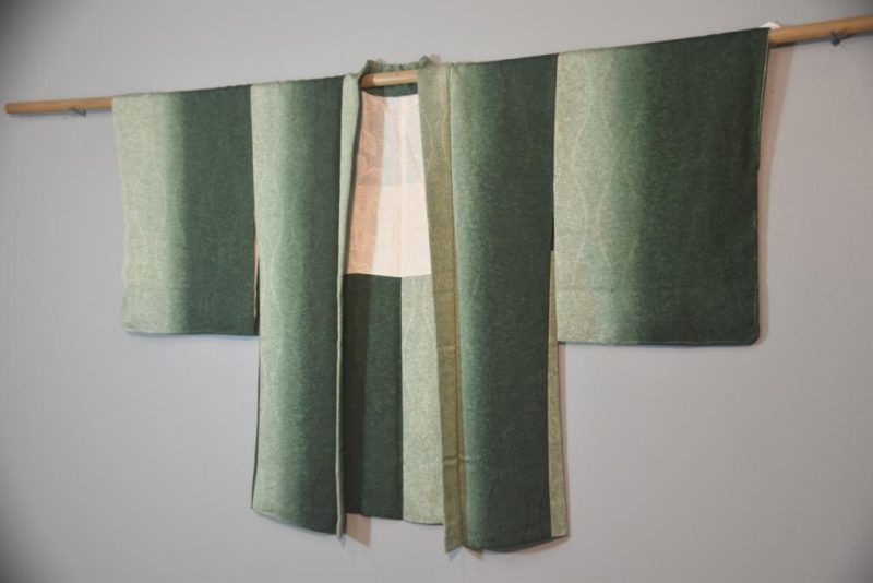 Vintage Silk Haori with Shades of Green - Image 3