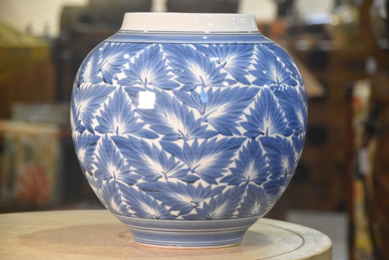 Blue and White Contemporary Japanese Pottery Vase Width:270mm - Image 5