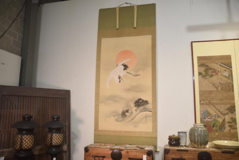 Japanese Crane and Rising Sun Scroll Height:2430mm - Image 4
