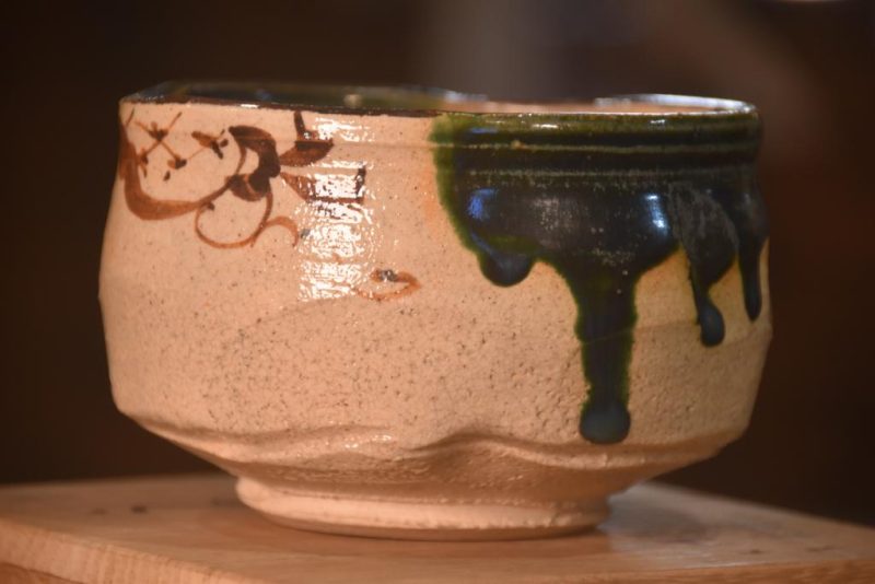 Oribe Pottery Chawan Tea Bowl in a Box Width:120mm - Image 3