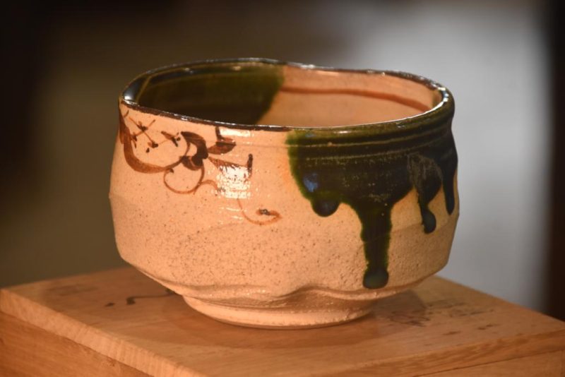 Oribe Pottery Chawan Tea Bowl in a Box Width:120mm