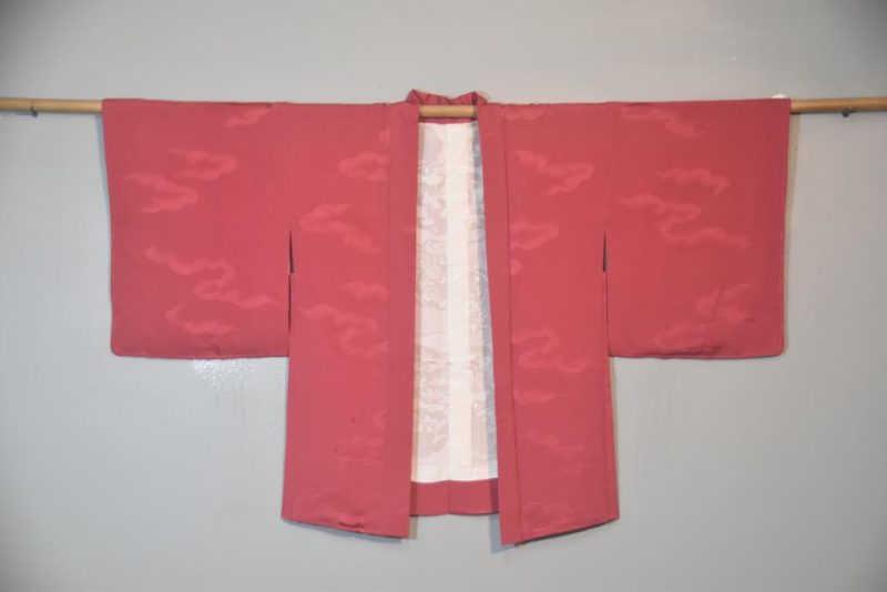 Dusty Pink with Jacquard Clouds Haori Jacket - Image 6