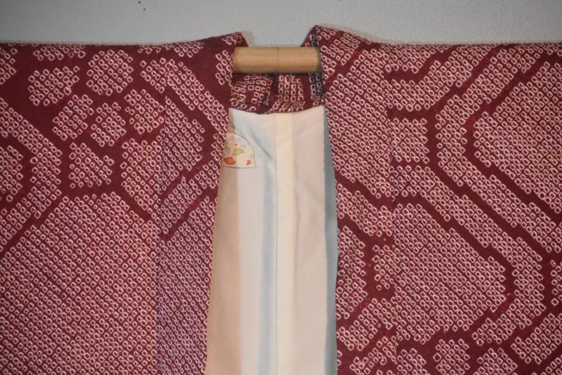 Rich Berry Shibori Silk Haori Jacket - Image 8