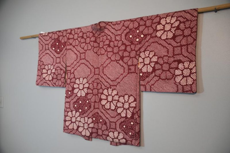 Rich Berry Shibori Silk Haori Jacket - Image 5