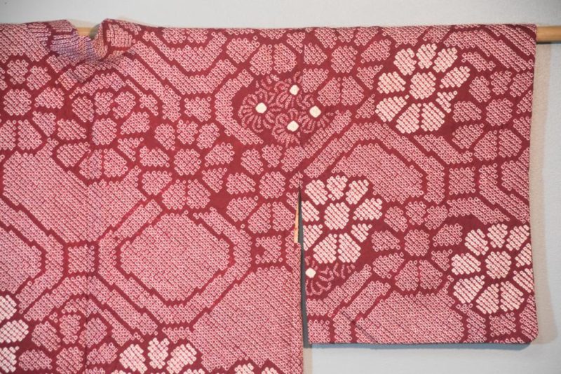 Rich Berry Shibori Silk Haori Jacket - Image 3