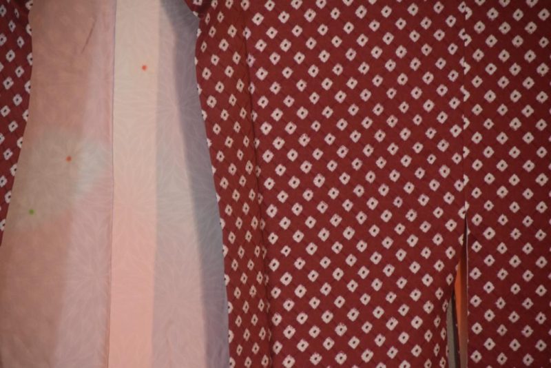 Geometric Shibori in Rust Vintage Silk Haori Jacket - Image 2