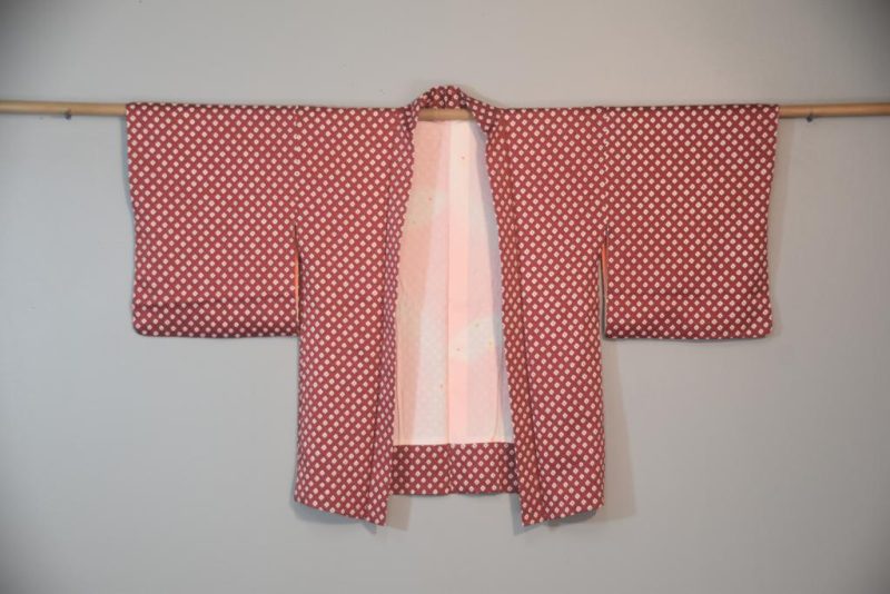 Geometric Shibori in Rust Vintage Silk Haori Jacket