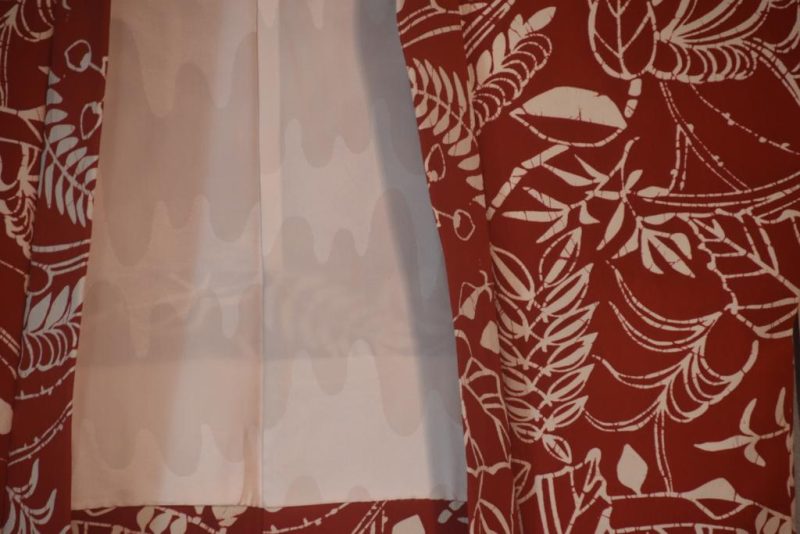 Leaves on Rust Coloured Vintage Japanese Silk Haori Jacket - Image 3