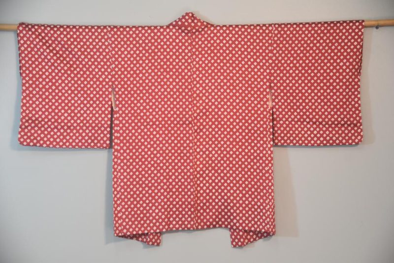 Geometric Shibori in Rust Vintage Silk Haori Jacket - Image 3