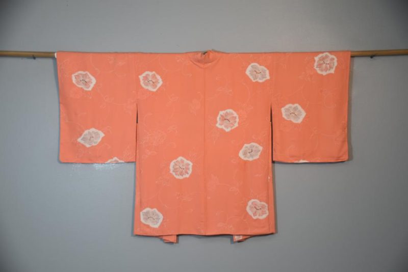 Peach Floral Vintage Silk Haori Jacket