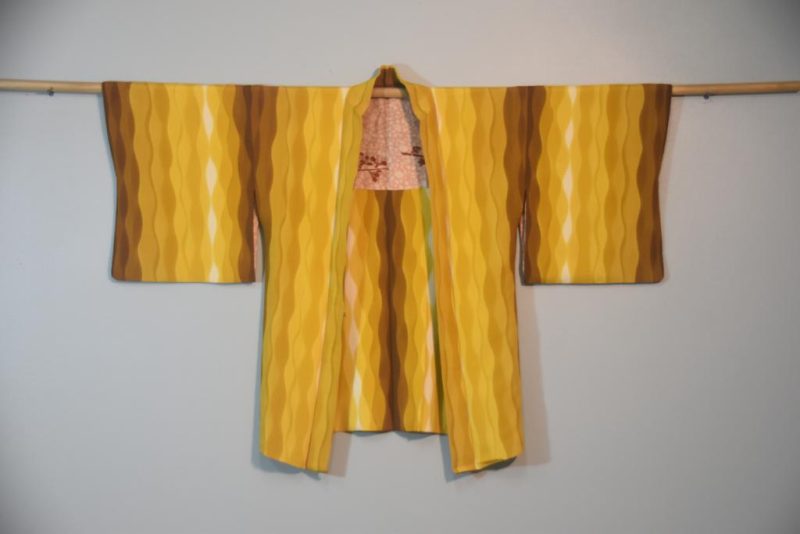 Geometric Mustard Silk Haori Jacket
