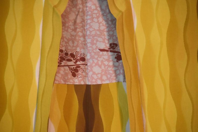 Geometric Mustard Silk Haori Jacket - Image 3