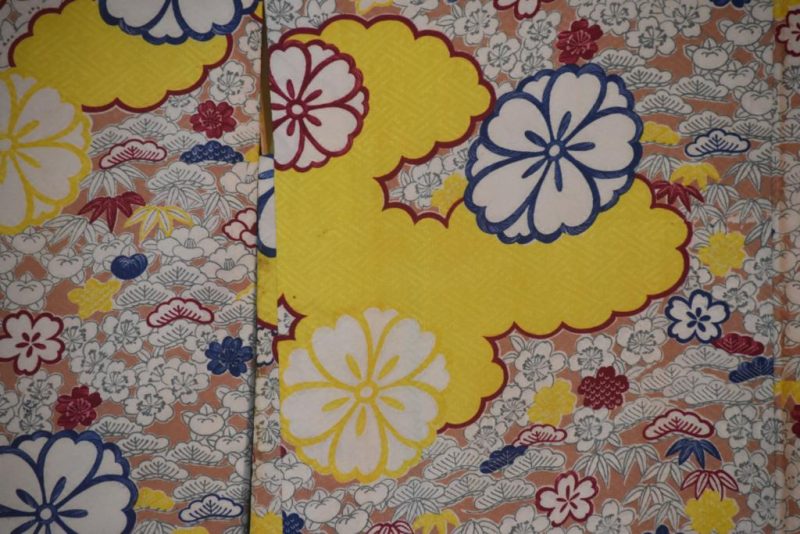Yellow Cloud with Blossoms Silk Haori Jacket - Image 4