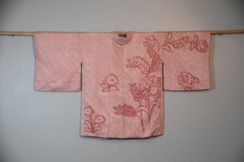 Dusty Pink Shibori Vintage Silk Haori Jacket - Image 4
