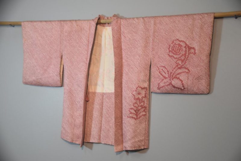 Dusty Pink Shibori Vintage Silk Haori Jacket - Image 3