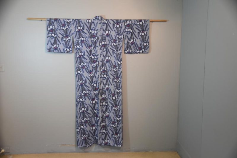 Blue Iris Japanese Cotton Shibori Vintage Yukata