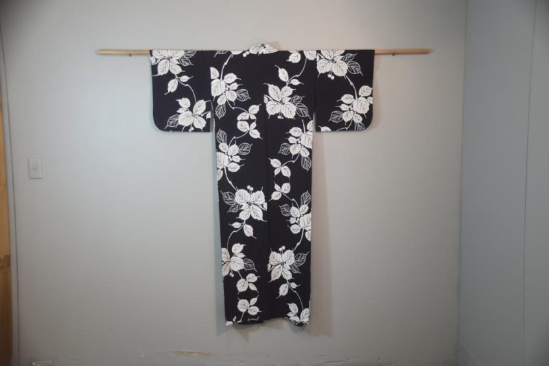 Navy & White Vines Vintage Japanese Cotton Yukata