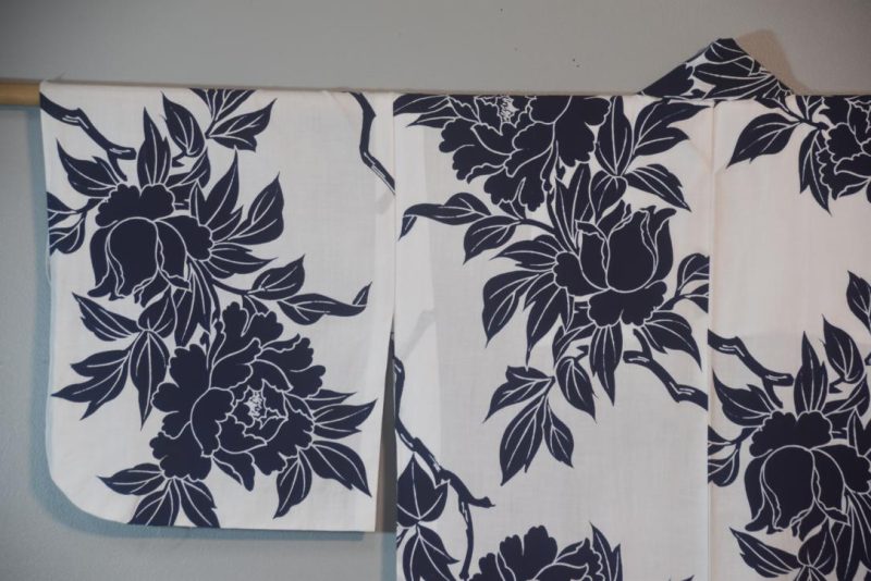 Inky Blue on White Vintage Japanese Cotton Yukata - Image 9