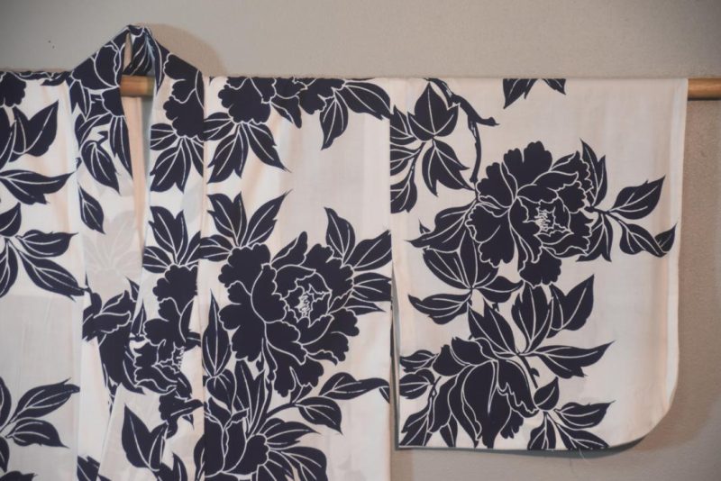 Inky Blue on White Vintage Japanese Cotton Yukata - Image 6