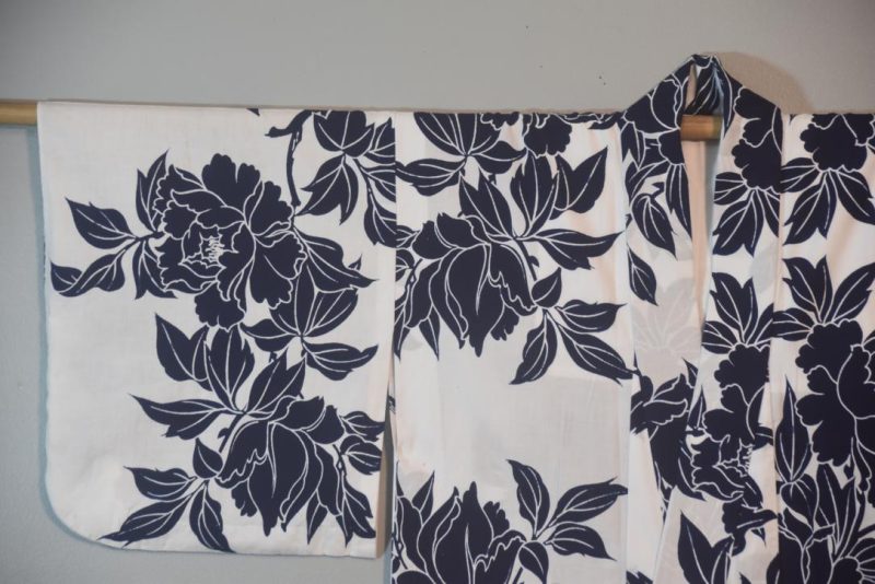 Inky Blue on White Vintage Japanese Cotton Yukata - Image 5