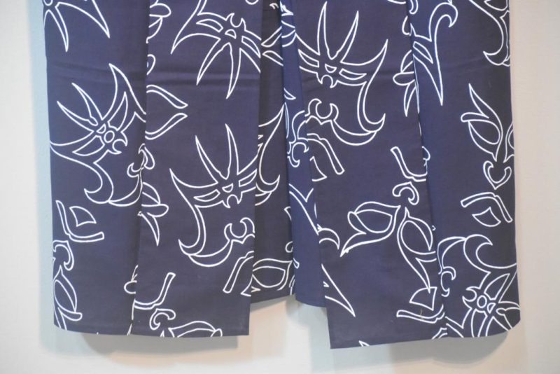 Navy and White Vintage Japanese Cotton Yukata - Image 7