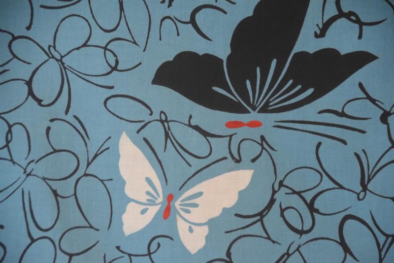 Mid Blue Butterflies Vintage Japanese Cotton Yukata - Image 2