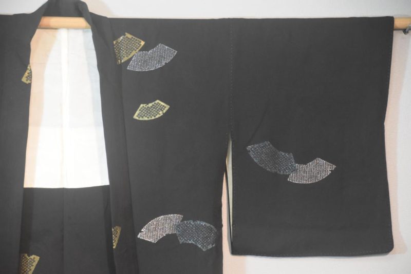 Japanese Fan Metallic Thread Vintage Haori Jacket - Image 5
