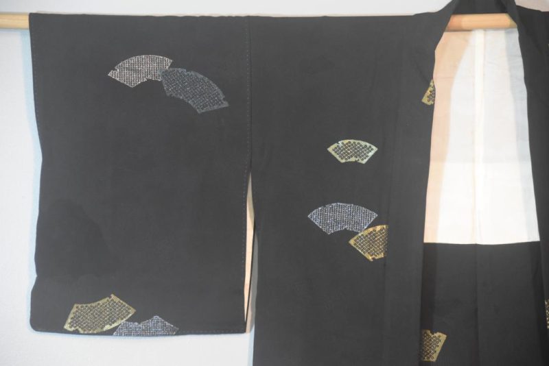 Japanese Fan Metallic Thread Vintage Haori Jacket - Image 4